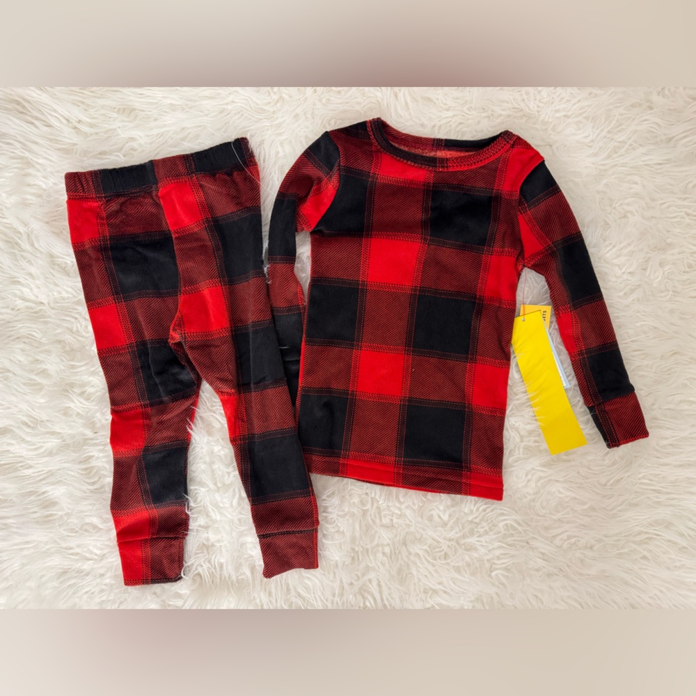 Cat & Jack Red and Black Plaid Pajama Set